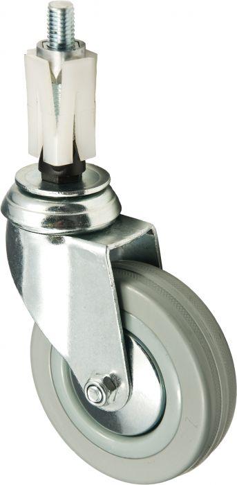 100mm Grey Rubber Castor unbraked, 25mm expander for square tube - Cateringhardwaredirect - Castor - 100GRUBEX25SQ