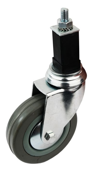 100mm Grey Rubber Castor unbraked, 30mm Rubber expander for square tube - Cateringhardwaredirect - Castor - 100GRUBEX.R