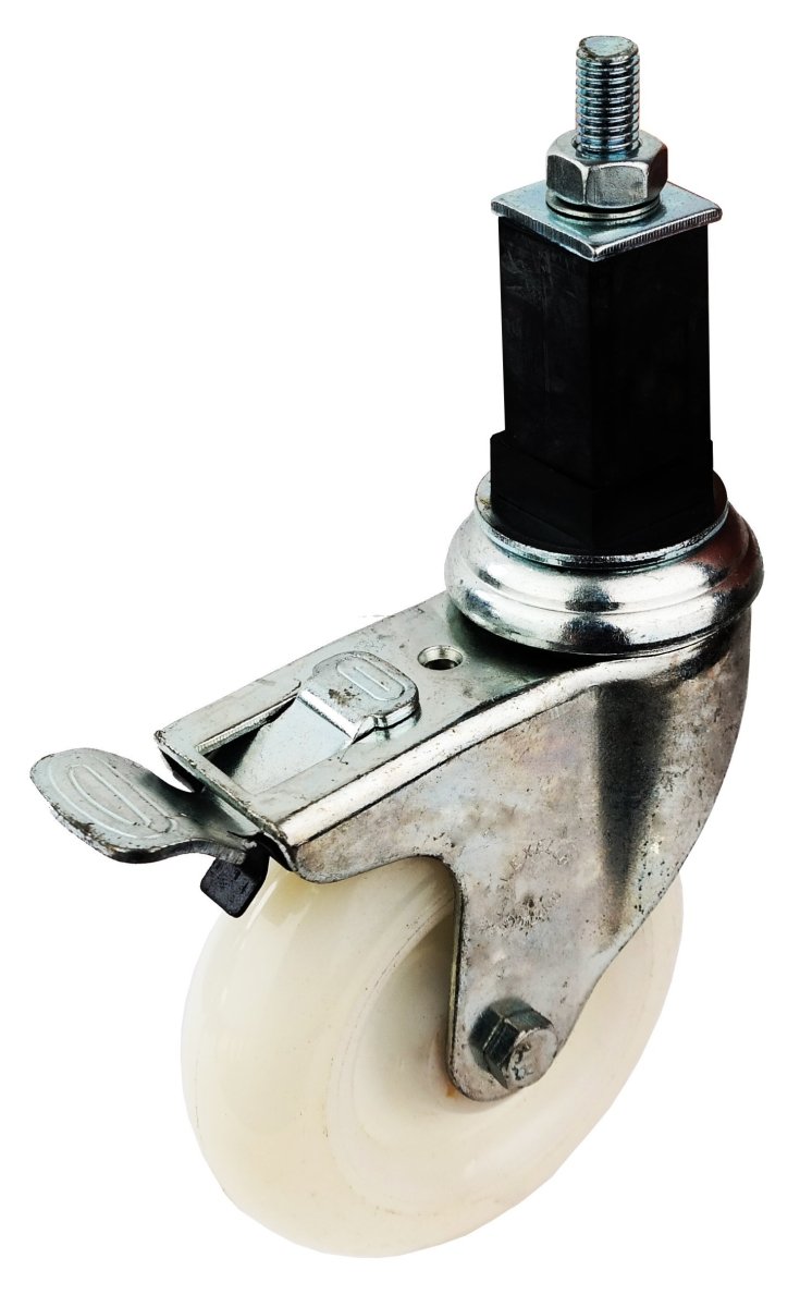 100mm Nylon Castor braked, 30mm rubber expander for square tube - Cateringhardwaredirect - Castor - 100NBEX.R