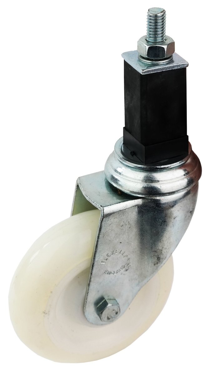 100mm Nylon Castor unbraked, 30mm rubber expander for square tube - Cateringhardwaredirect - Castor - 100NUBEX.R