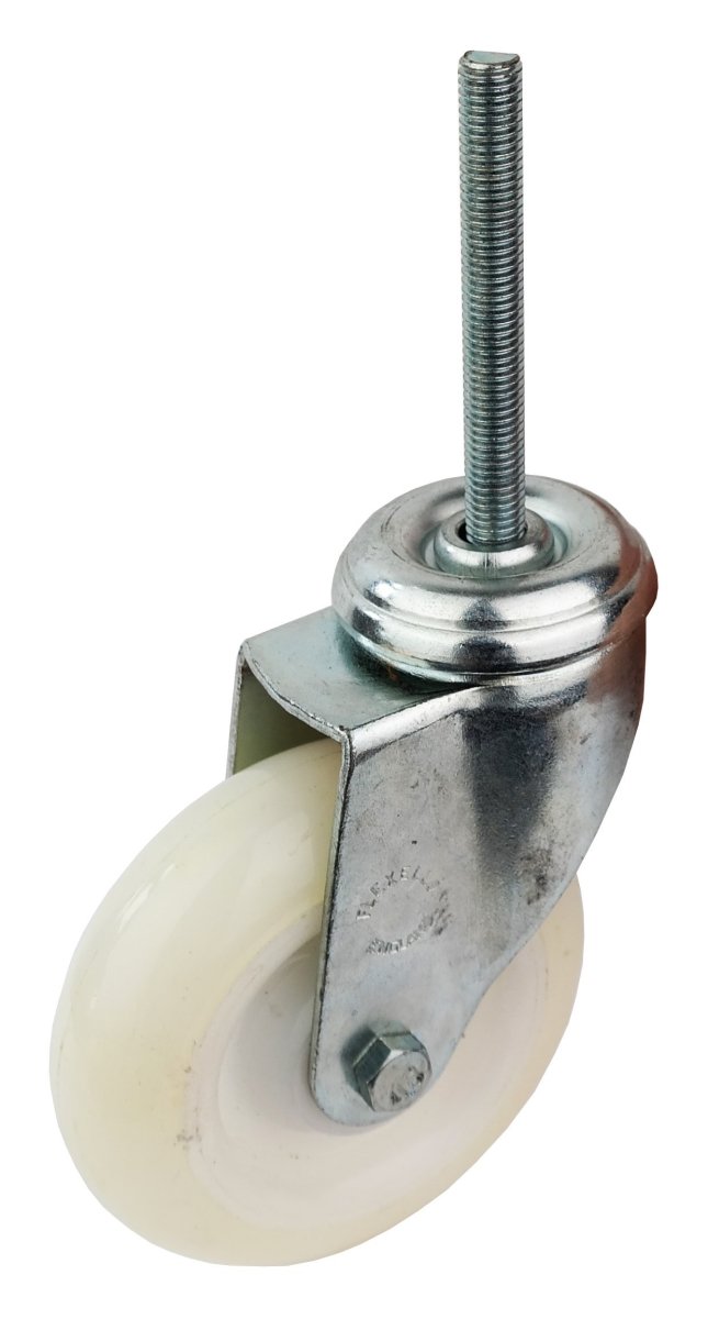 100mm White Nylon Castor unbraked, M10 Fixing Bolt - Cateringhardwaredirect - Castor - 100NUB.M10