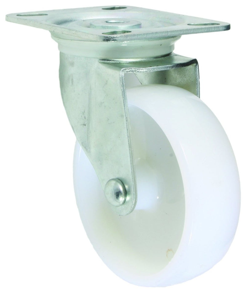 100mm White Nylon Castor unbraked with plate - Cateringhardwaredirect - Castor - 1321720