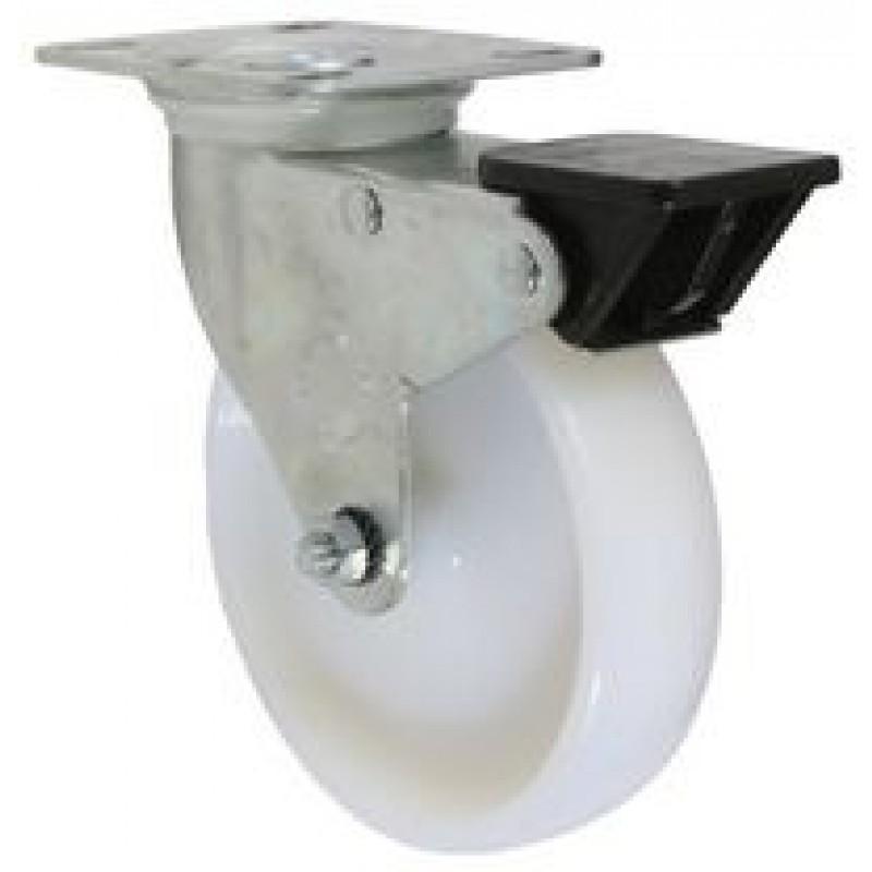 125mm Nylon Castor braked with plate - Cateringhardwaredirect - Castor - 1322010