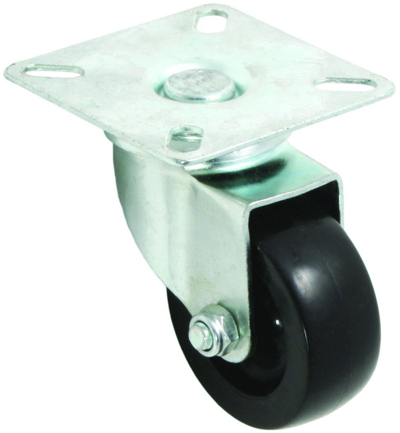 50mm Black Nylon Castor unbraked with plate - Cateringhardwaredirect - Castor - 50NUBP