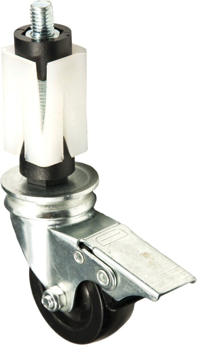 50mm Black Polyproplyne braked, 30mm expander for square tube - Cateringhardwaredirect - Castor - 50BPEX30SQ