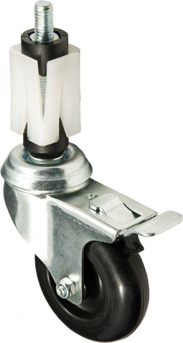 75mm Black Nylon Castor braked, 30mm expander for square tube - Cateringhardwaredirect - Castor - 75NBEX
