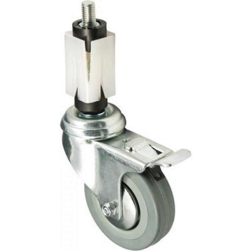 75mm Grey Rubber Castor braked, 30mm expander for square tube - Cateringhardwaredirect - Castor - 75GRBEX