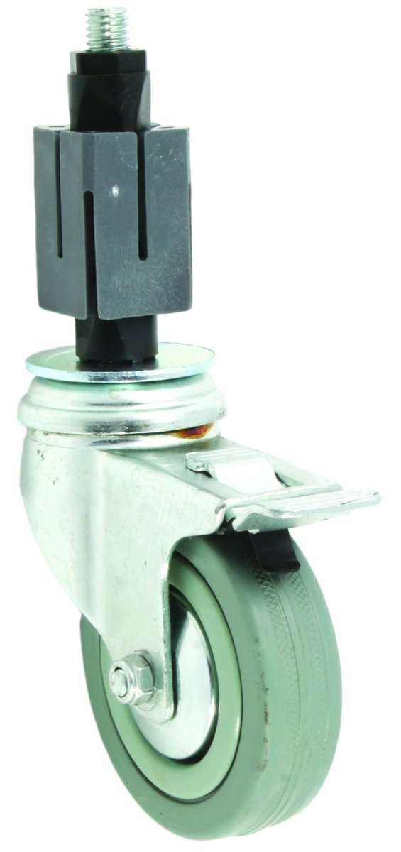 75mm Grey Rubber Castor braked, 40mm expander for square tube - Cateringhardwaredirect - Castor - 75GRBEX.40