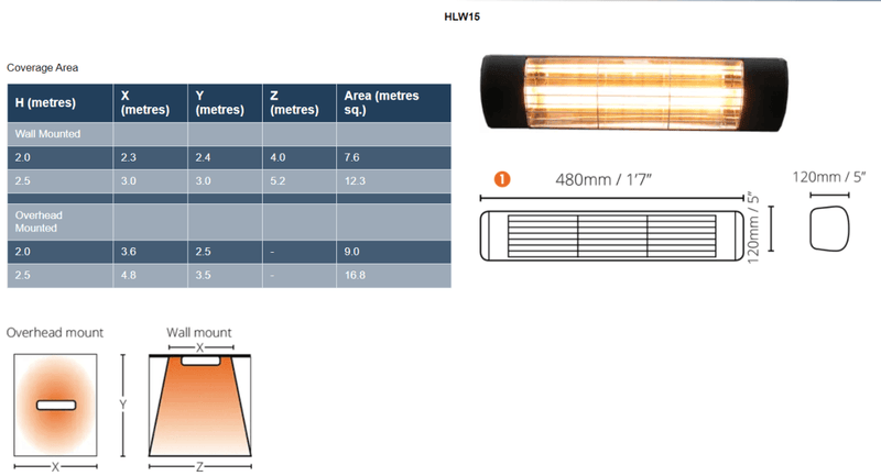 Outdoor Infrared Heaters - Cateringhardwaredirect - Heater - HLW15B