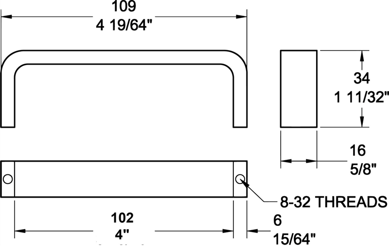 Satin Finish, Stainless Steel D Handle - Catering Hardware Direct - D Handle - 60576000004