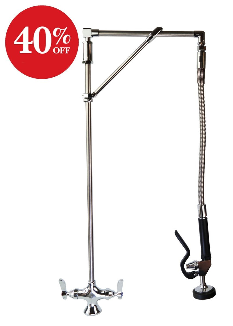 Vortex Pre-Rinse Spray, Deck Mount, Single Pedestal, Twin Feed, Hangman Style - Cateringhardwaredirect - Pre-Rinse - OHD20H