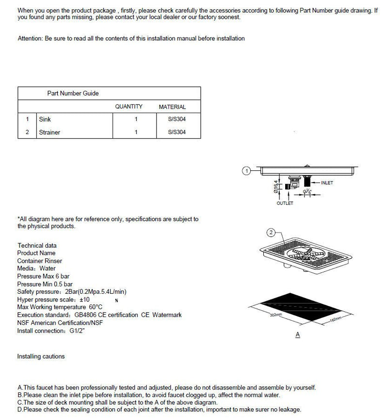 Glass Rinser - Catering Hardware Direct - Glass Rinser - OHGR01