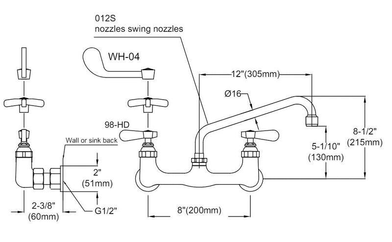Wall Mounted Twin Pedestal Tap – Twin Feed - Catering Hardware Direct - Taps - OHWPT6