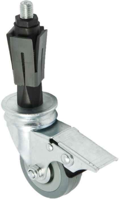 50mm Grey Rubber Castor braked, 25mm expander for square tube - Cateringhardwaredirect - Castor - 50GRBEX25SQ