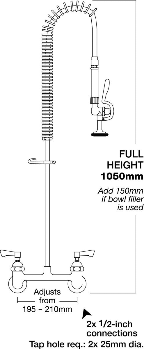 Aquajet 40 Panel Mount Pre-Rinse Spray - Cateringhardwaredirect - Pre-Rinse - AJPR-40L