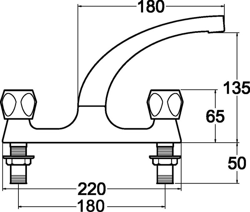 Deck Mixer Tap, Twin Feed, Dome Head - Catering Hardware Direct - Taps - 600DSMR