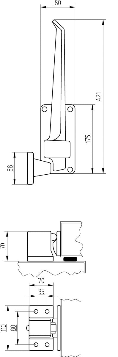 Edgemount Latch - Model 1216 - Catering Hardware Direct - Latches - 001590