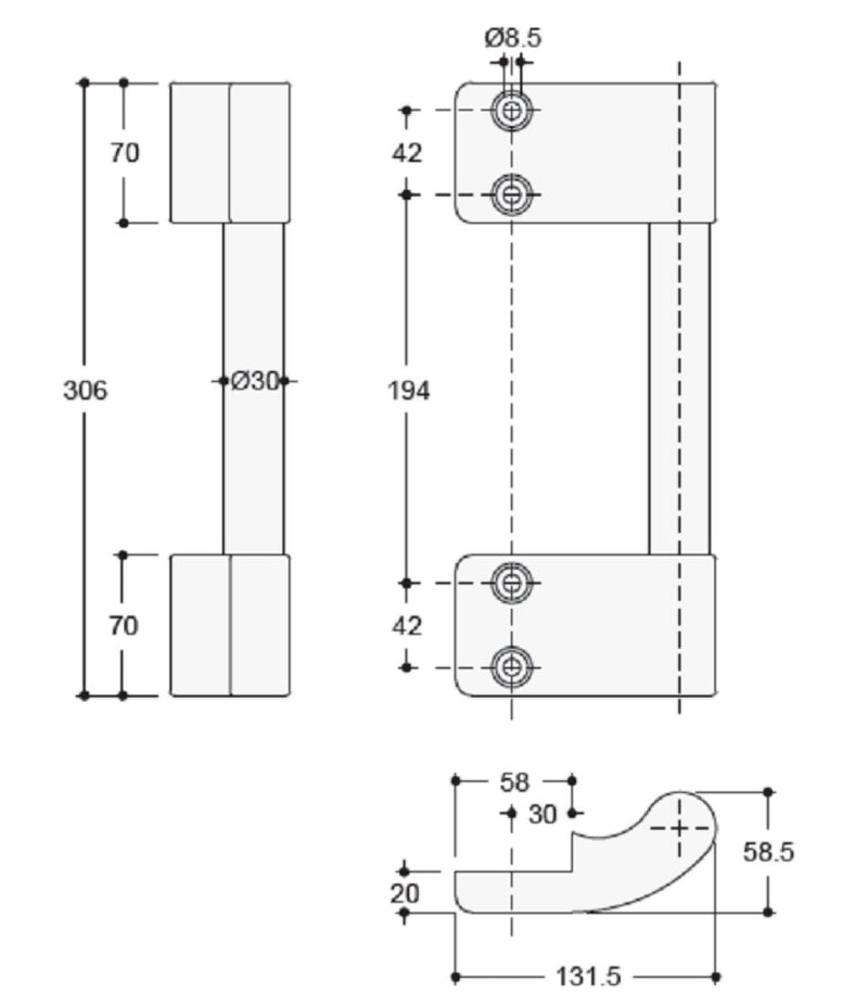 External Fixed Handles - Cateringhardwaredirect - fixed handles - 020847