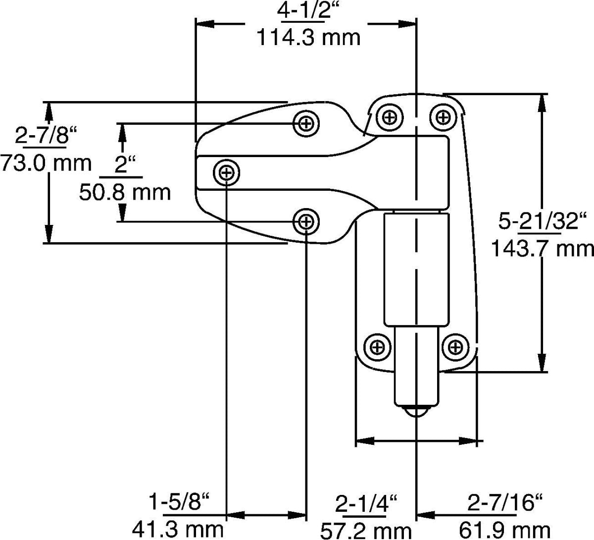 Spring Rising Hinge Spring Assisted Cam-Rise Hinge - Catering Hardware Direct