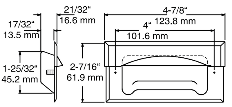 Stainless Steel Full Grip Flush Door Pull - Cateringhardwaredirect - Door Pulls - 67310000018