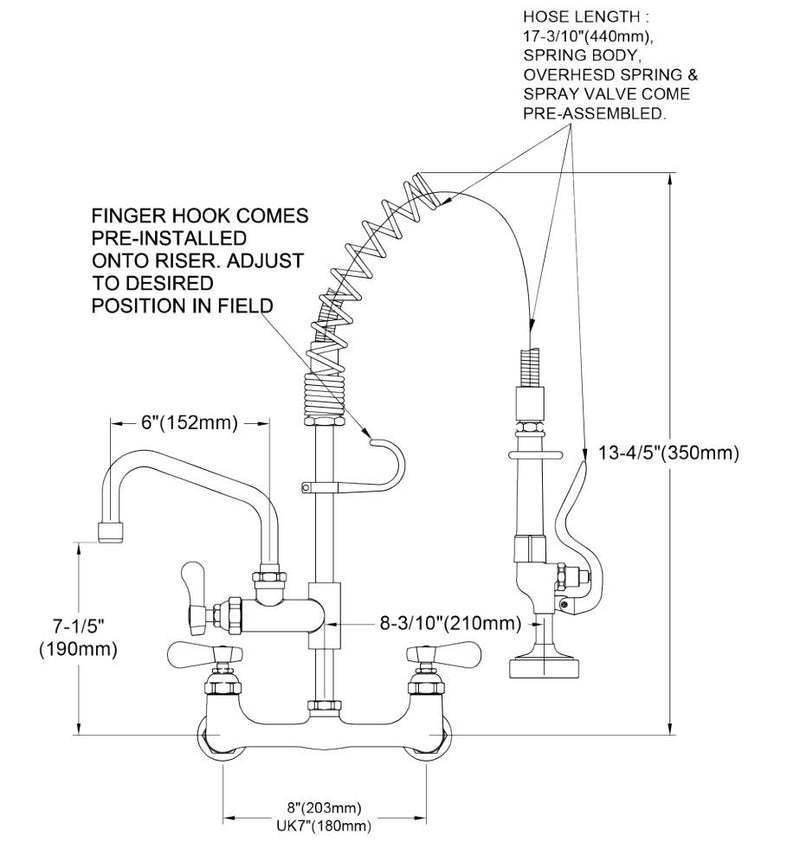 Vortex Wall Mount Pre-Rinse Spray, Twin Pedestal, Twin Feed, Mini Style - Cateringhardwaredirect - Pre-Rinse - OHW30M